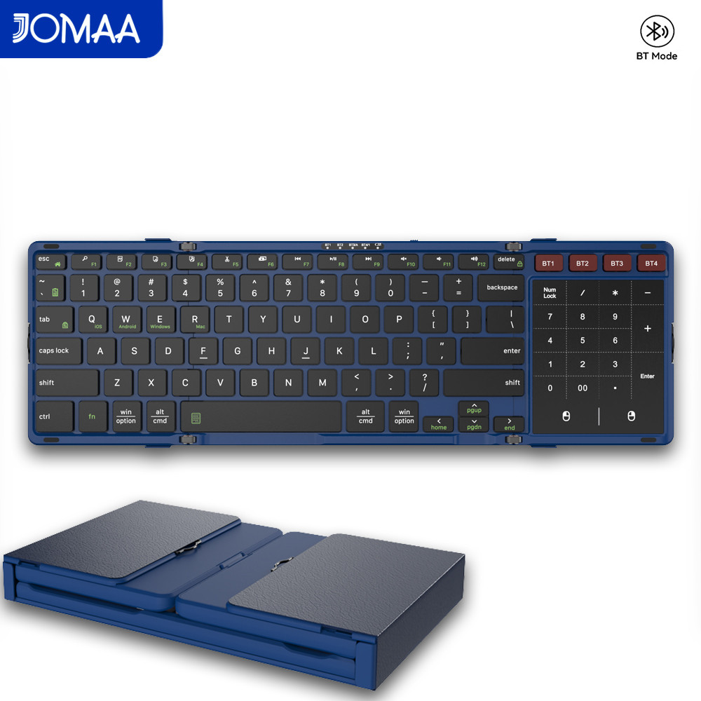 Gaming Keyboard No Number Pad - Складная Bluetooth-клавиатура JOMAA с тачпадом, портативная